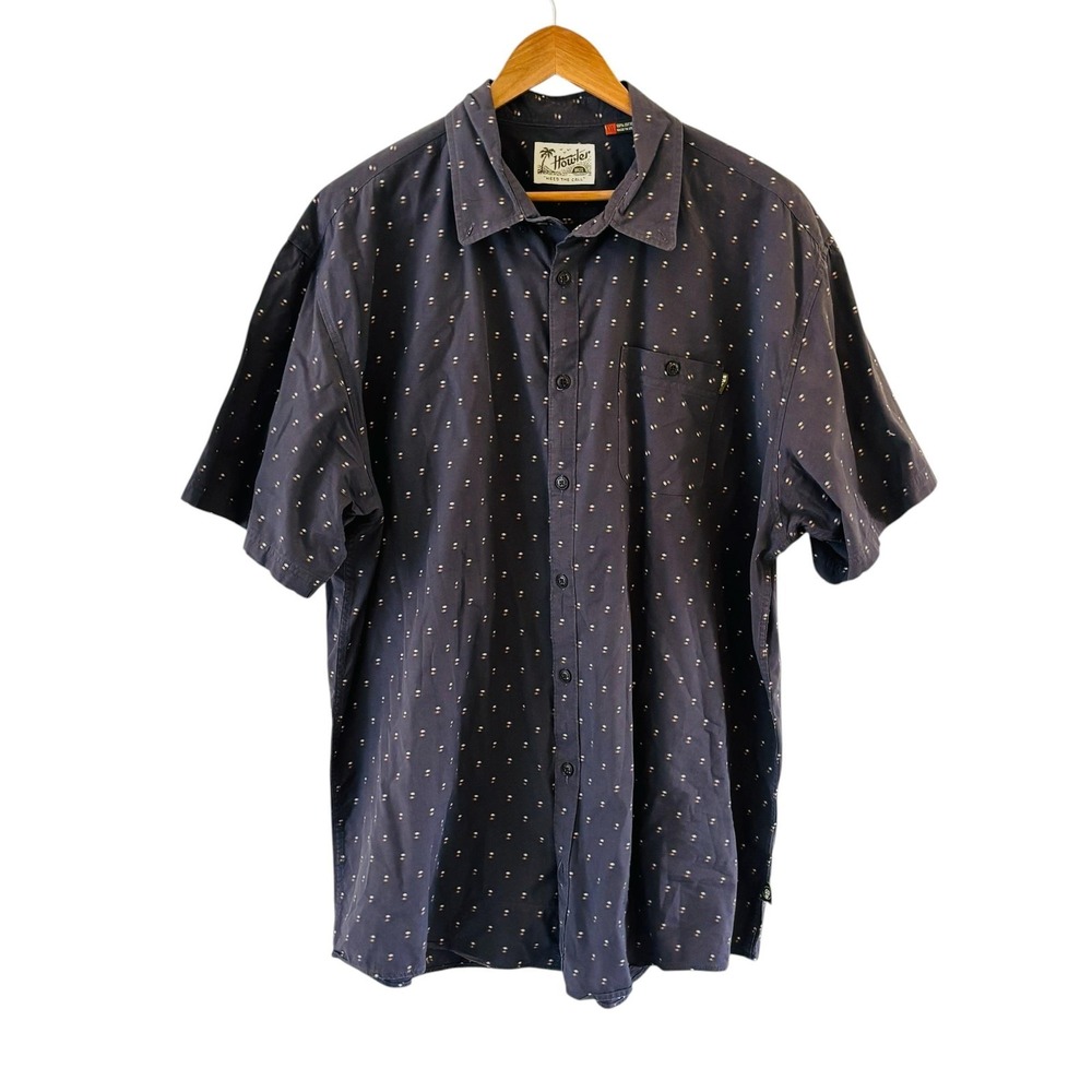 Howler Brothers Mansfield Button Up Shirt Mens 2XL Gray Dobby AOP Short Sleeve